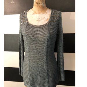 BCBGMAXAZRIA Studded detail,Gray/teal Sweater M